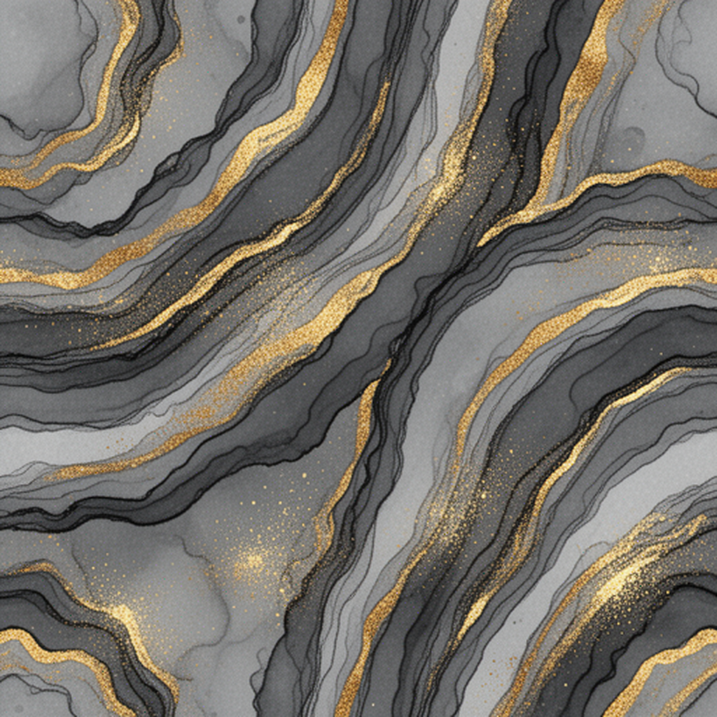 Abstract Fluid Marble Pattern With Gold Accents