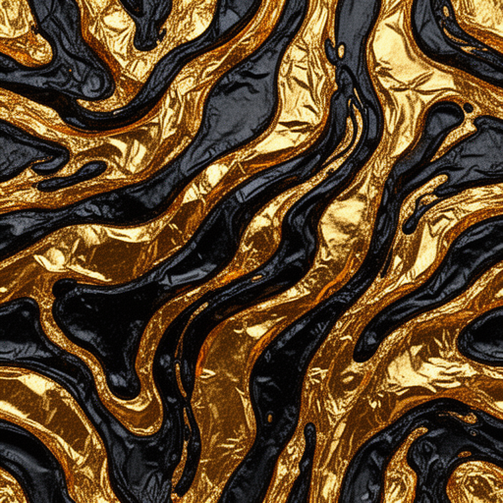Abstract Liquid Gold And Black Marble Swirl Pattern