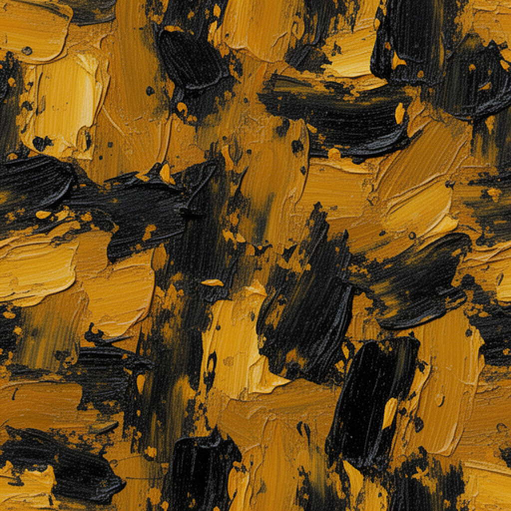 Abstract Oil Paint Texture With Black And Gold Brushstrokes