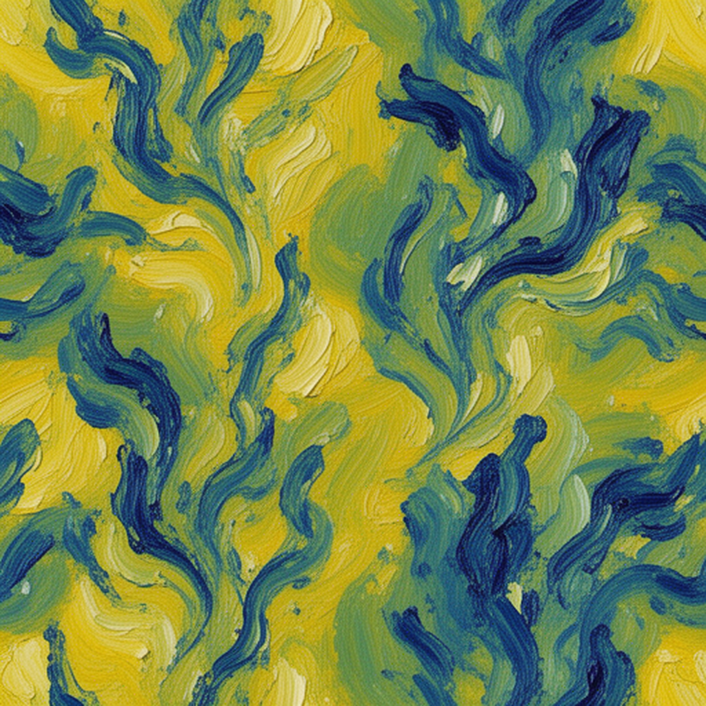 Abstract Impressionist Swirl Pattern With Yellow And Blue Brushstrokes