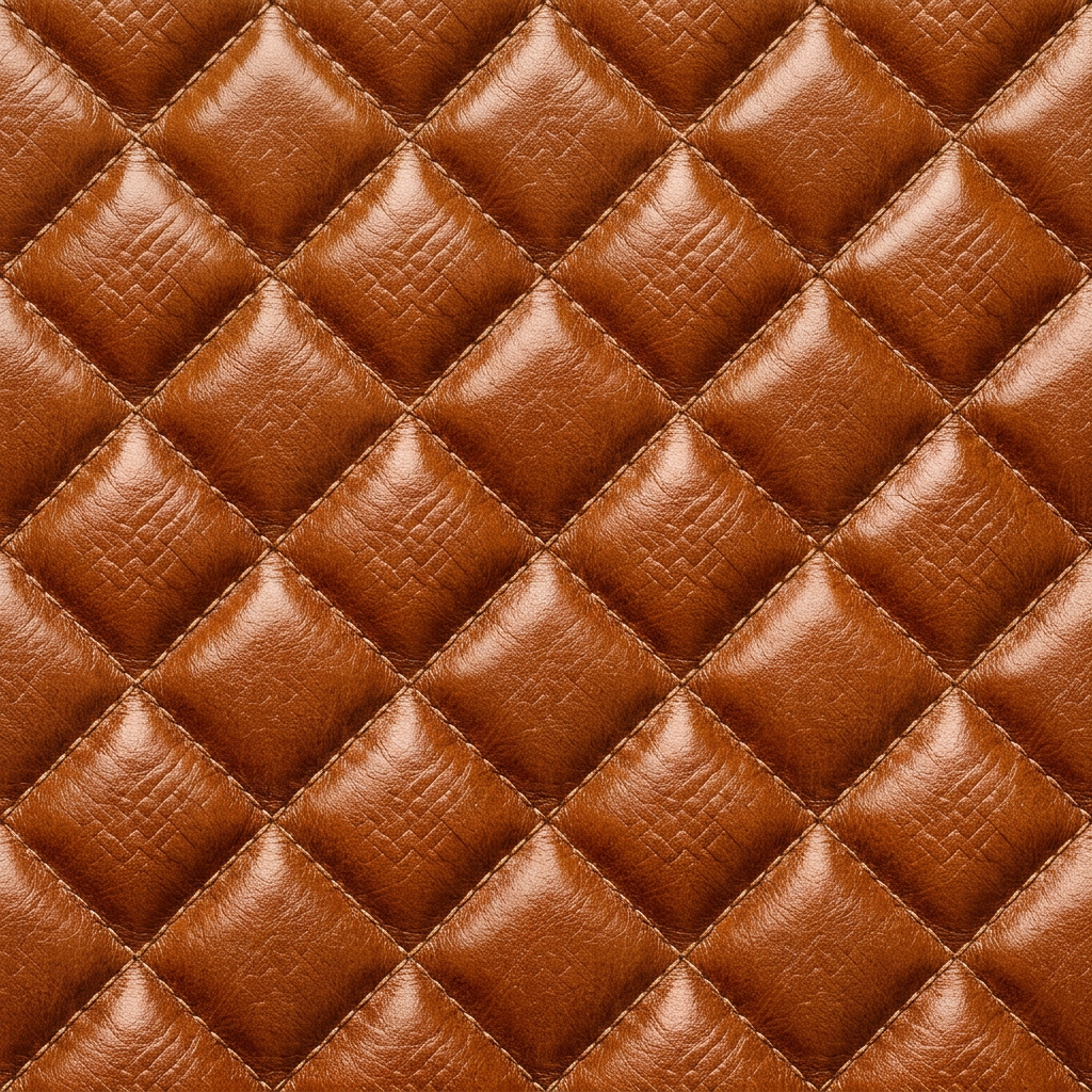 Brown Quilted Leather Pattern With Diamond Stitching