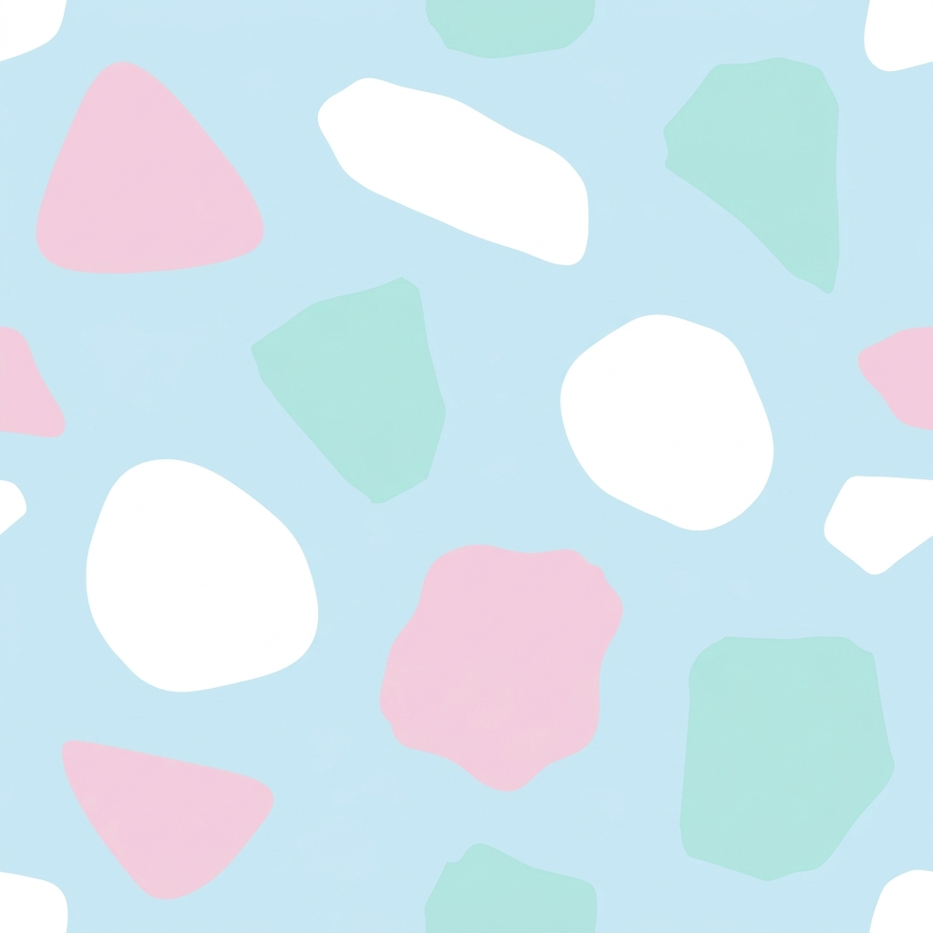 Seamless Terrazzo Pattern With Organic Pastel Shapes