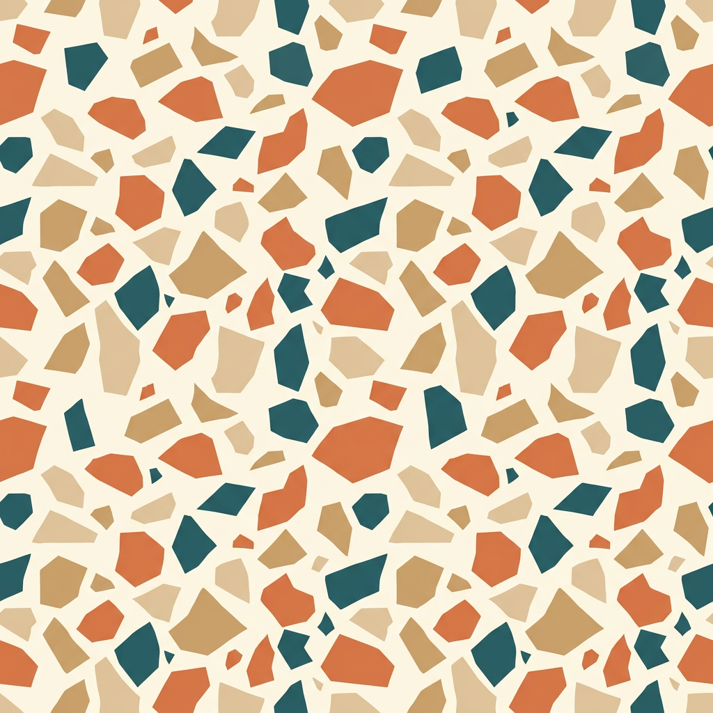 Terrazzo Style Seamless Pattern With Geometric Fragments