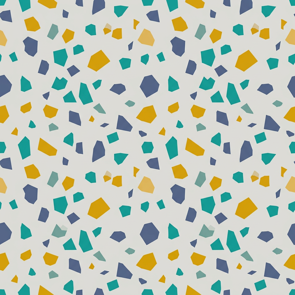 Terrazzo Style Seamless Pattern With Geometric Fragments