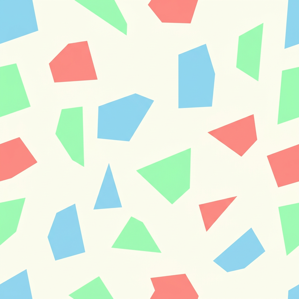 Abstract Geometric Terrazzo Pattern With Multicolored Shapes