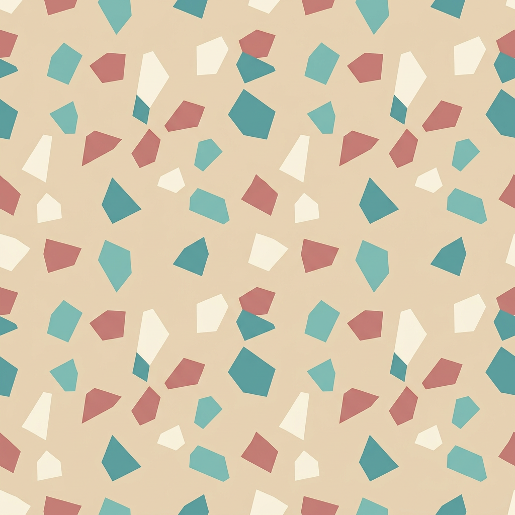 Terrazzo Style Seamless Pattern With Geometric Shapes