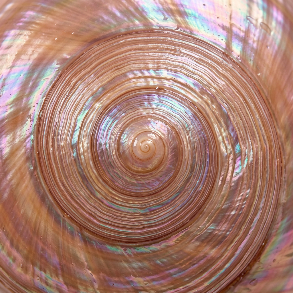 Iridescent Spiral Shell Texture With Concentric Radial Rings