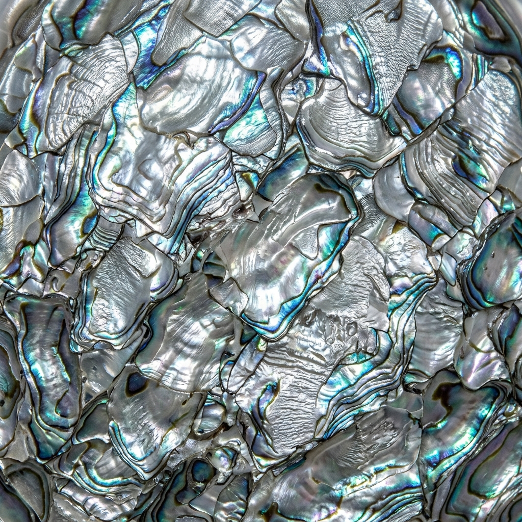 Iridescent Abalone Shell Mosaic Surface Pattern