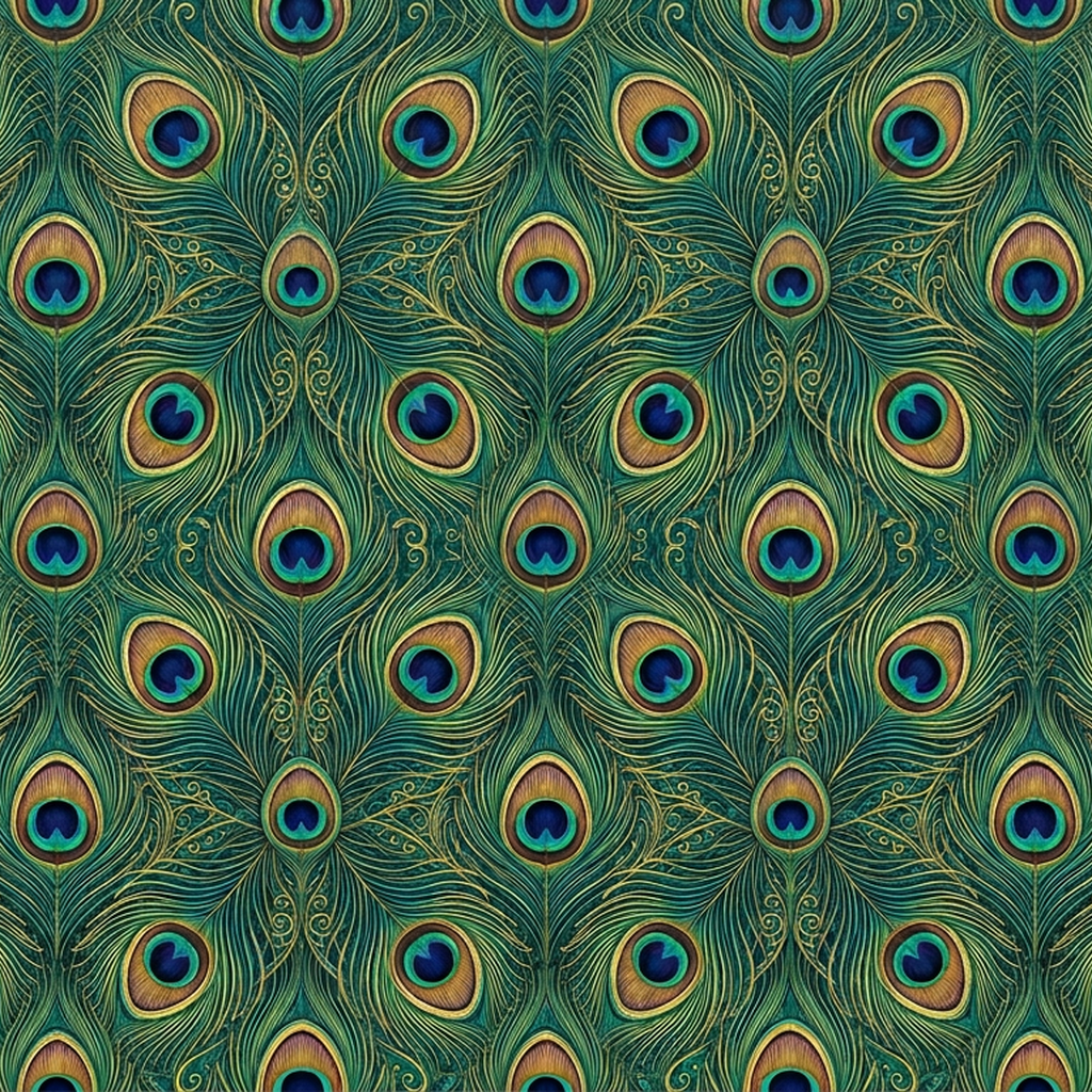Peacock Feather Pattern Seamless Ornamental Design