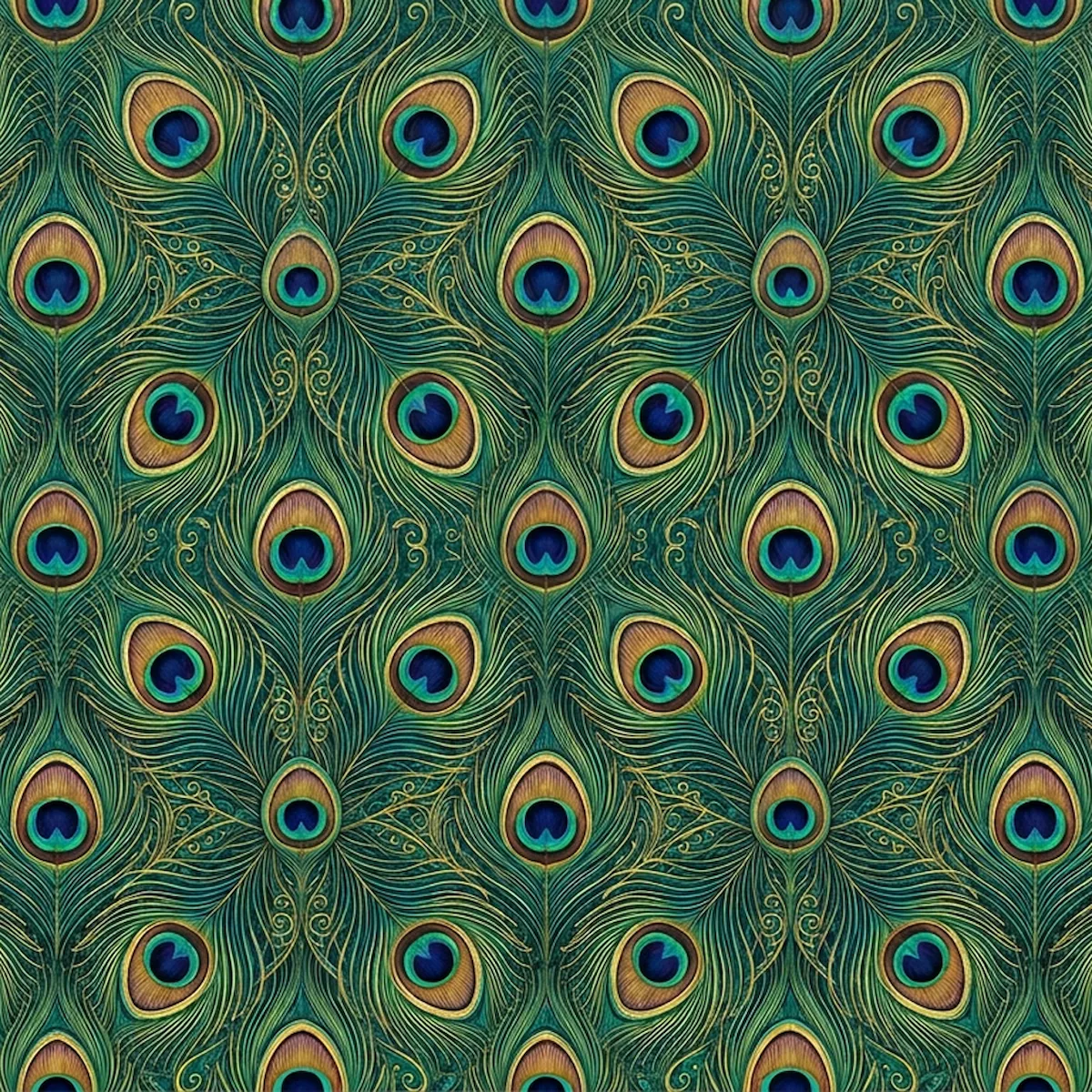 Laser cut and engrave Peacock Feather Pattern Seamless Ornamental Design