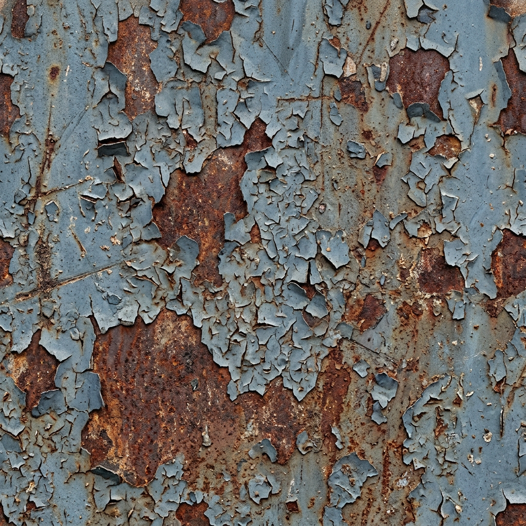 Weathered Metal Texture With Peeling Blue Paint And Rust