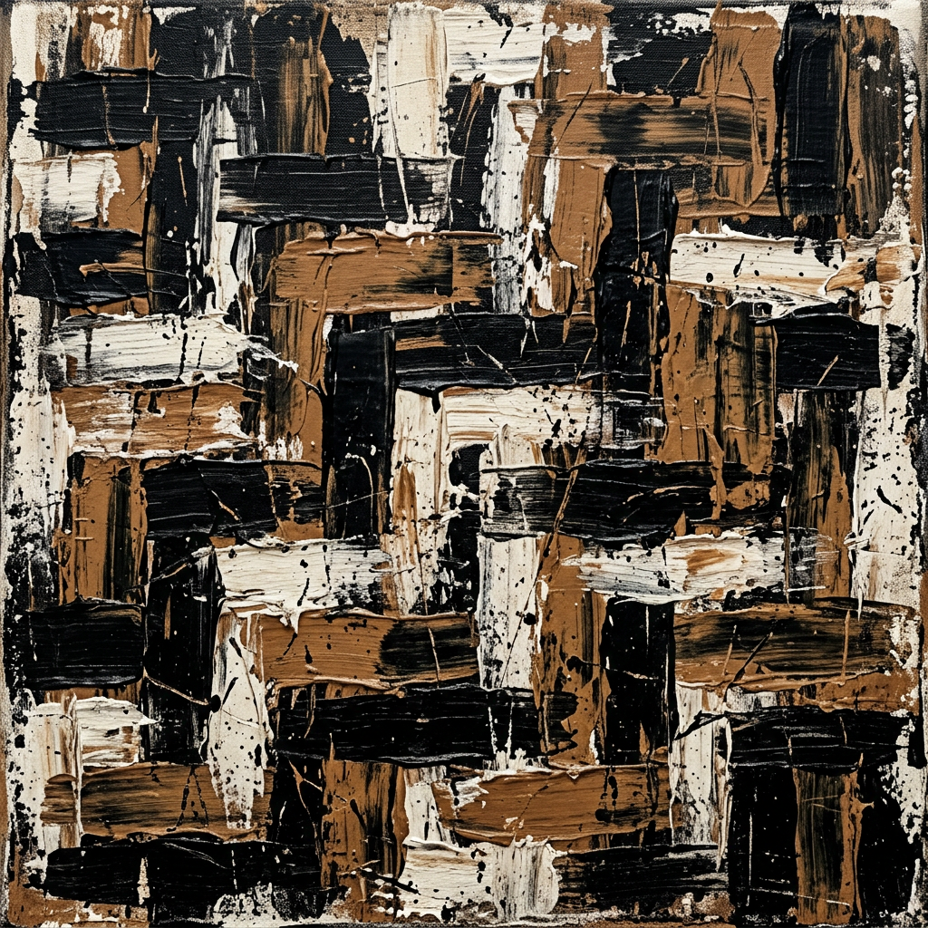 Abstract Textured Painting With Geometric Brushstroke Pattern