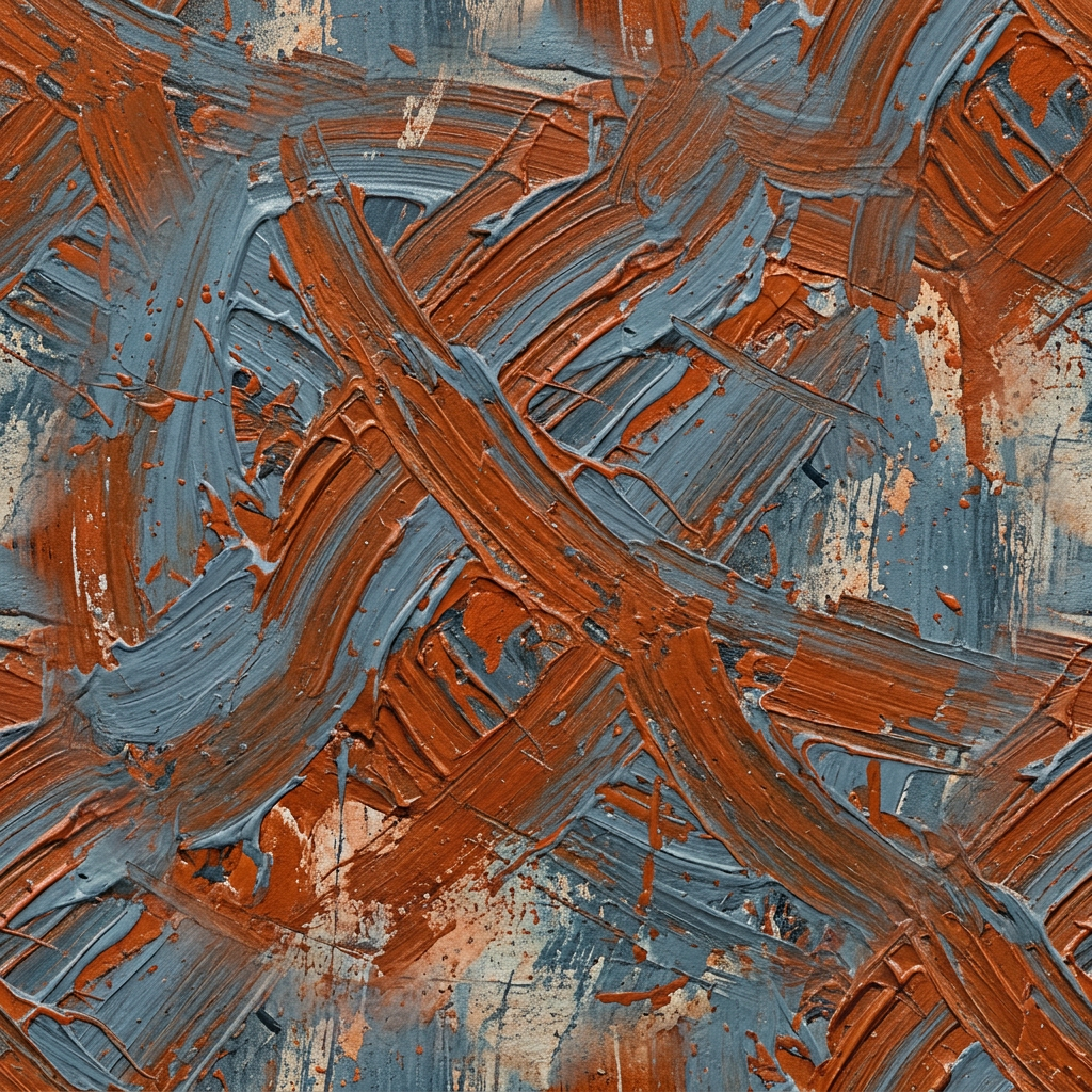 Abstract Textured Brushstroke Pattern In Blue And Copper