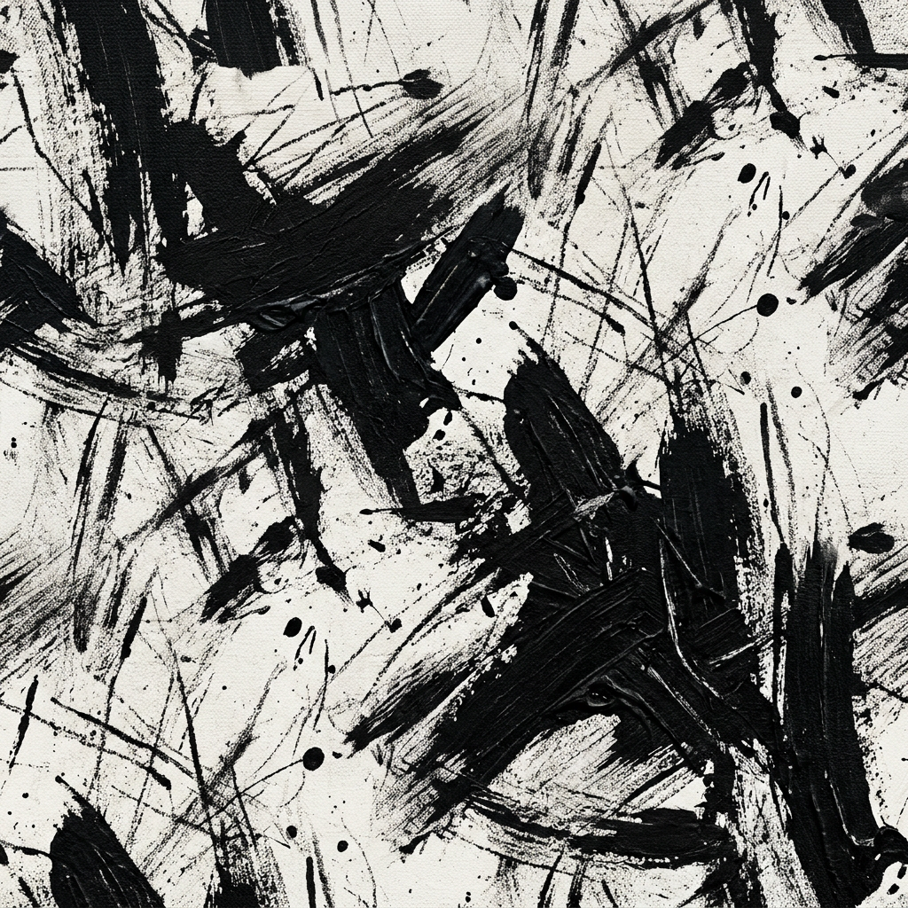 Abstract Monochrome Brush Stroke And Splatter Pattern