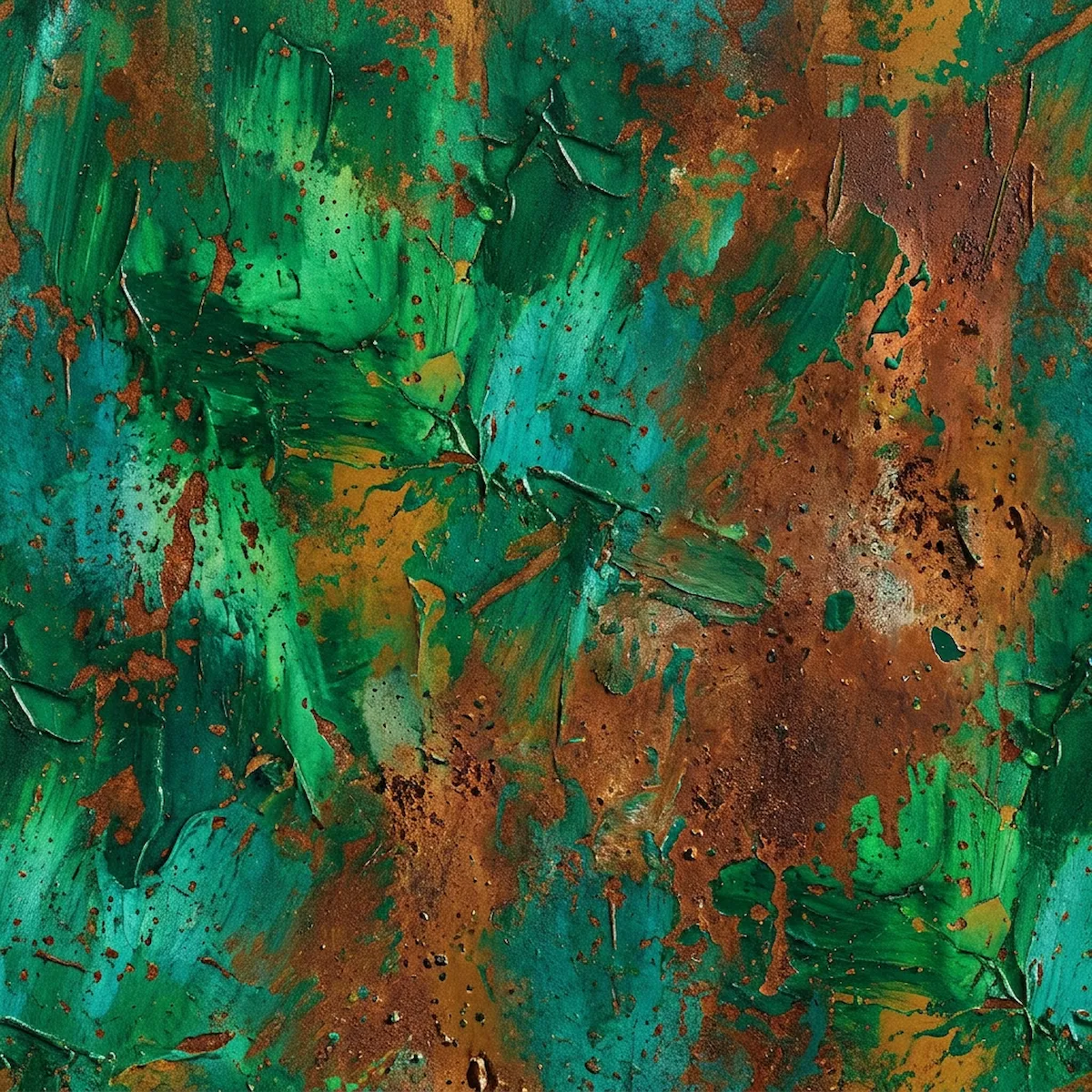 Laser cut and engrave Abstract Textured Surface With Green And Copper Patina