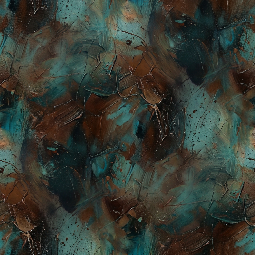 Abstract Teal and Brown Textured Painted Surface