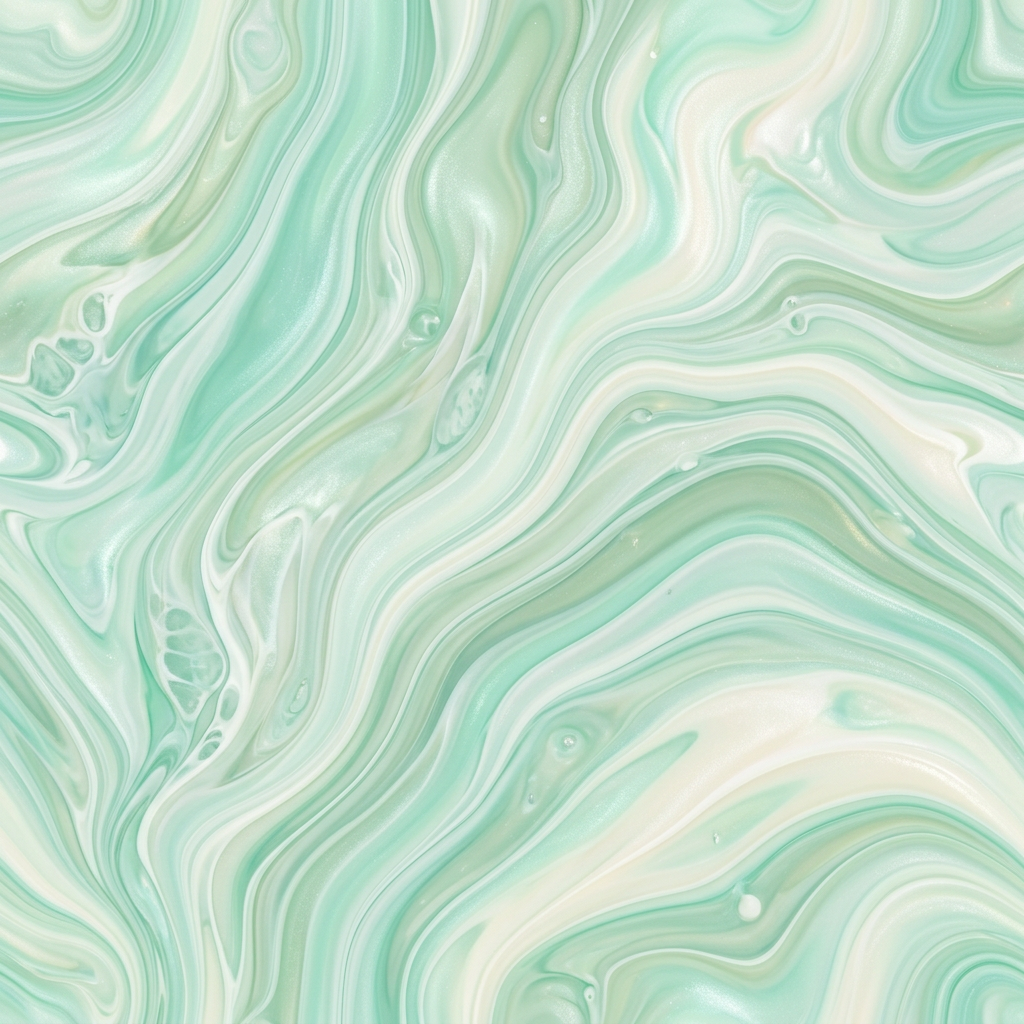 Abstract Mint Green And White Fluid Marble Pattern