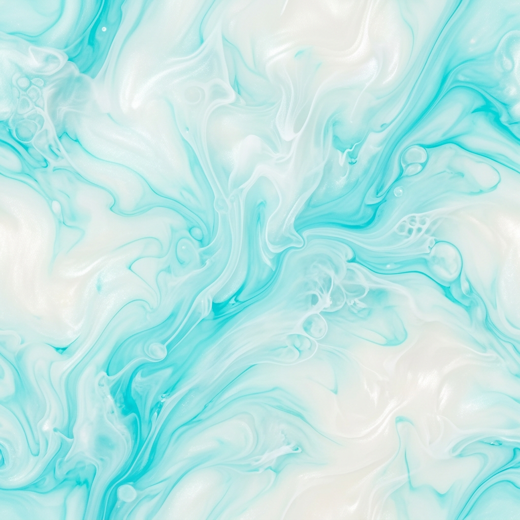 Abstract Turquoise and White Fluid Marble Texture