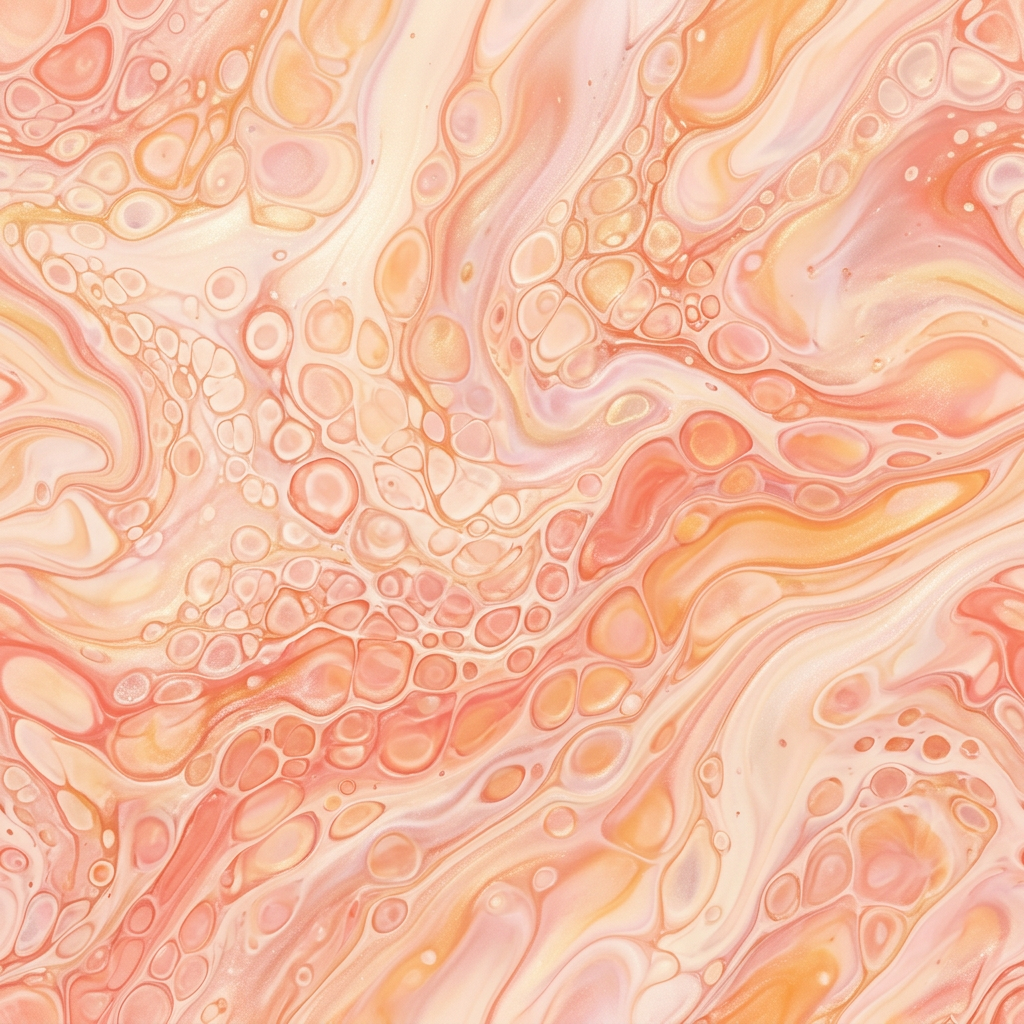 Abstract Fluid Marble Pattern With Peach And Orange Swirls