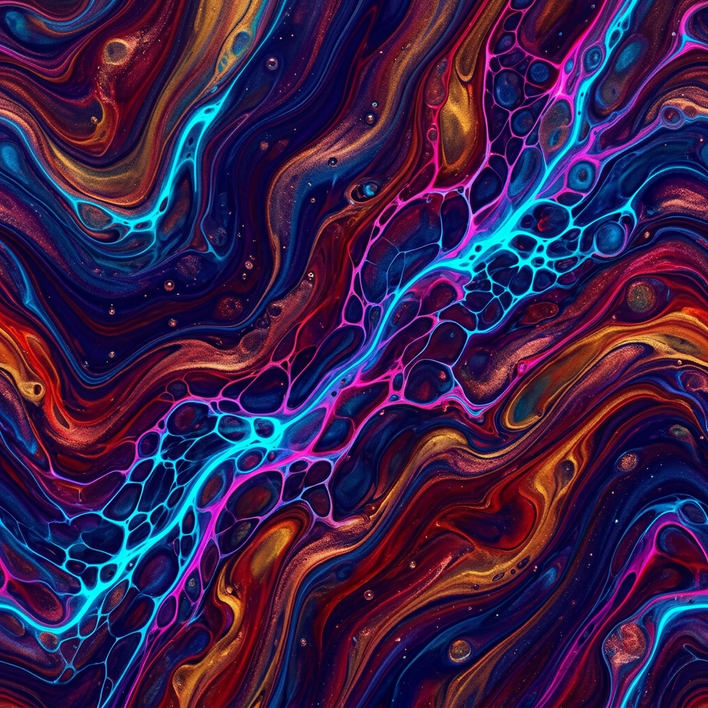Abstract Fluid Pour Painting Texture With Swirling Colors