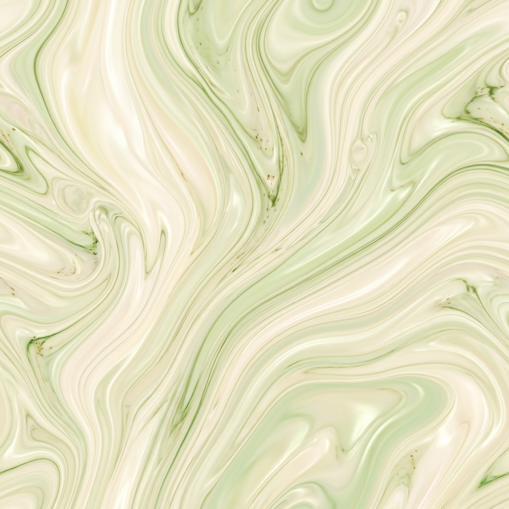 Seamless Abstract Marbled Texture With Green And Cream Swirls