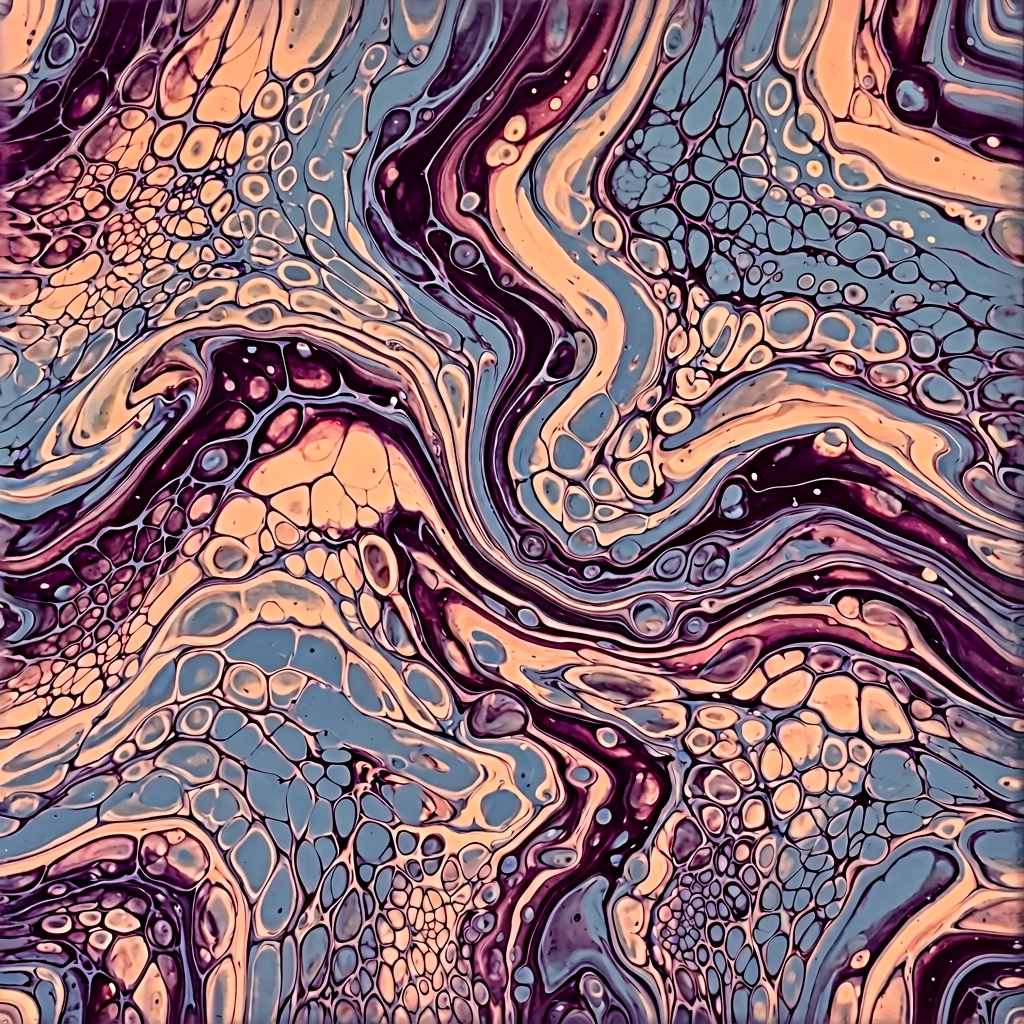 Abstract Fluid Marble Swirl Pattern With Organic Cell Structures