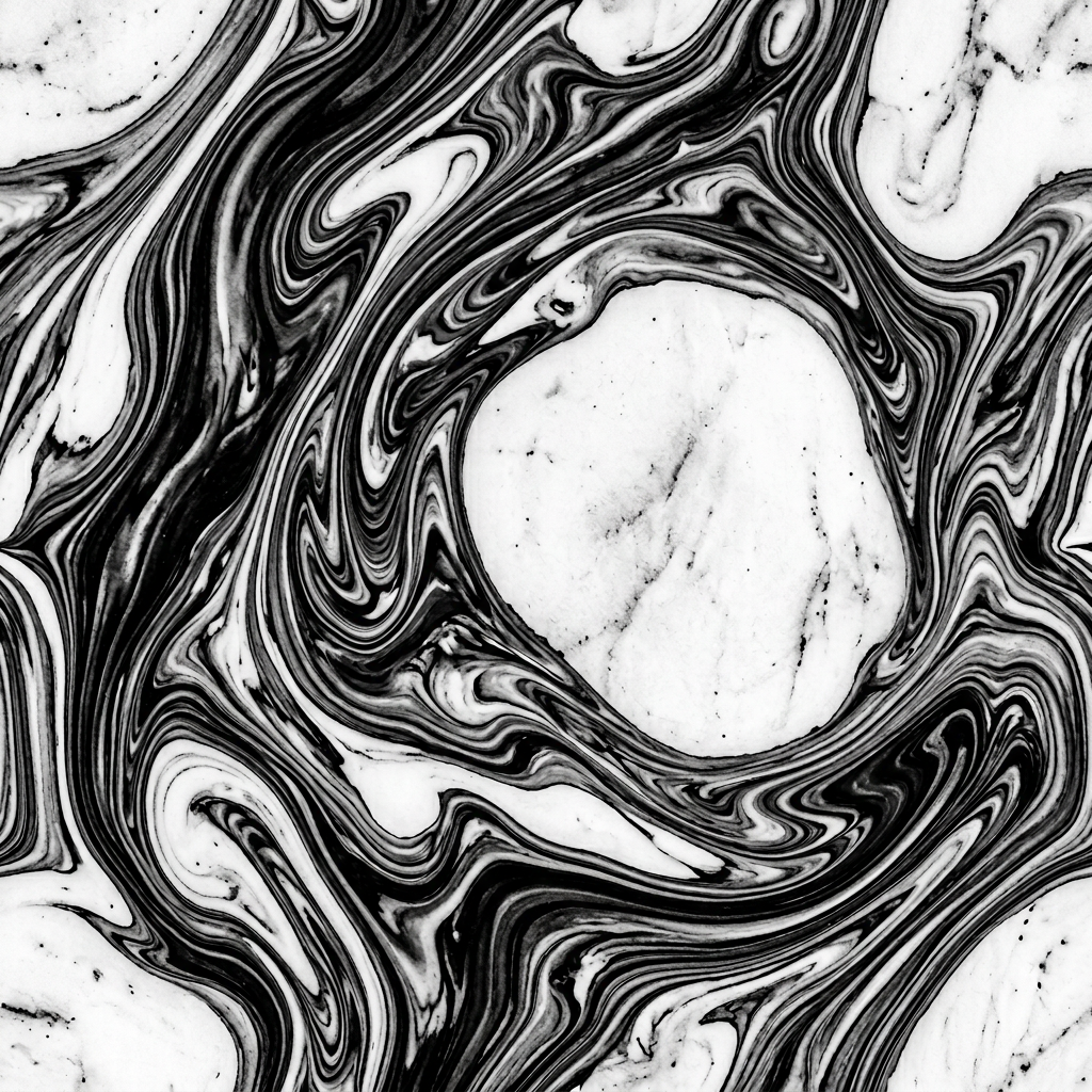 Black and White Marble Swirl Texture Pattern