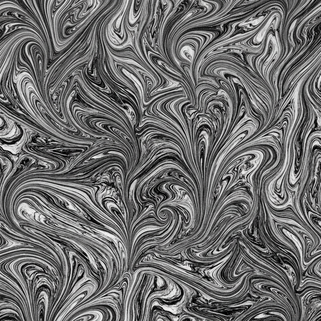 Black and White Marbled Fluid Swirl Pattern