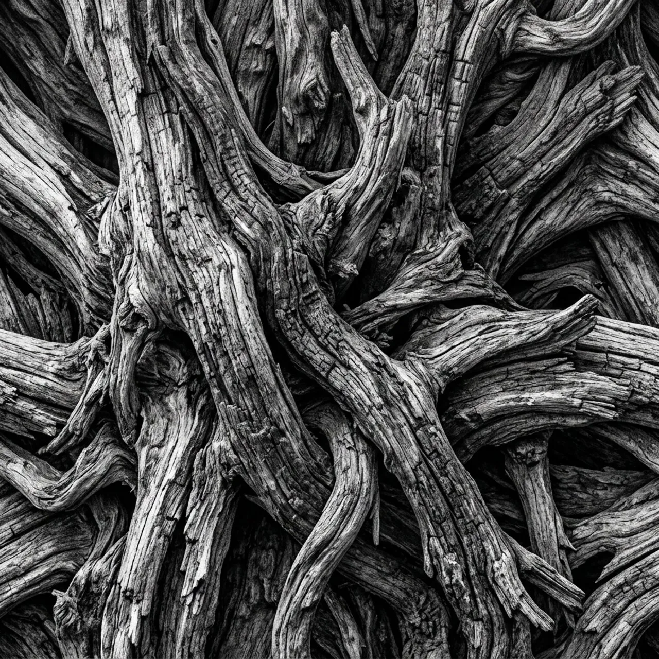 Laser cut and engrave Intricate Texture of Interwoven Weathered Tree Branches