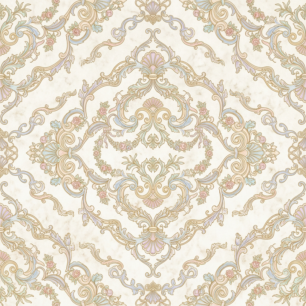 Ornate Baroque Damask Pattern With Floral Motifs