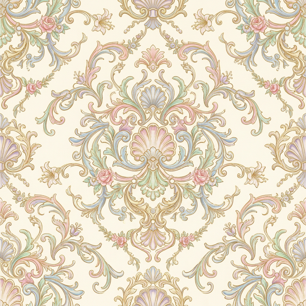 Ornate Damask Pattern With Floral Motifs and Scrollwork