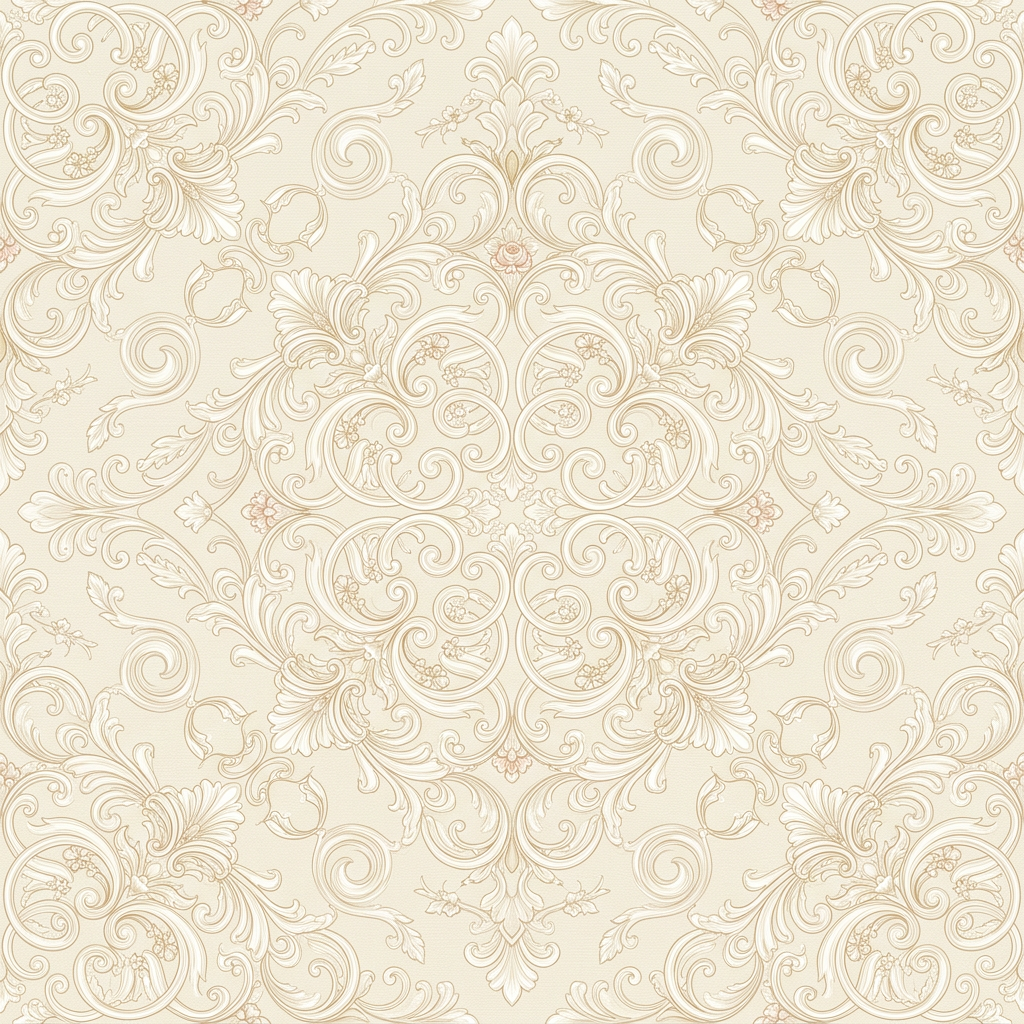 Seamless Damask Pattern With Ornate Baroque Floral Scrollwork