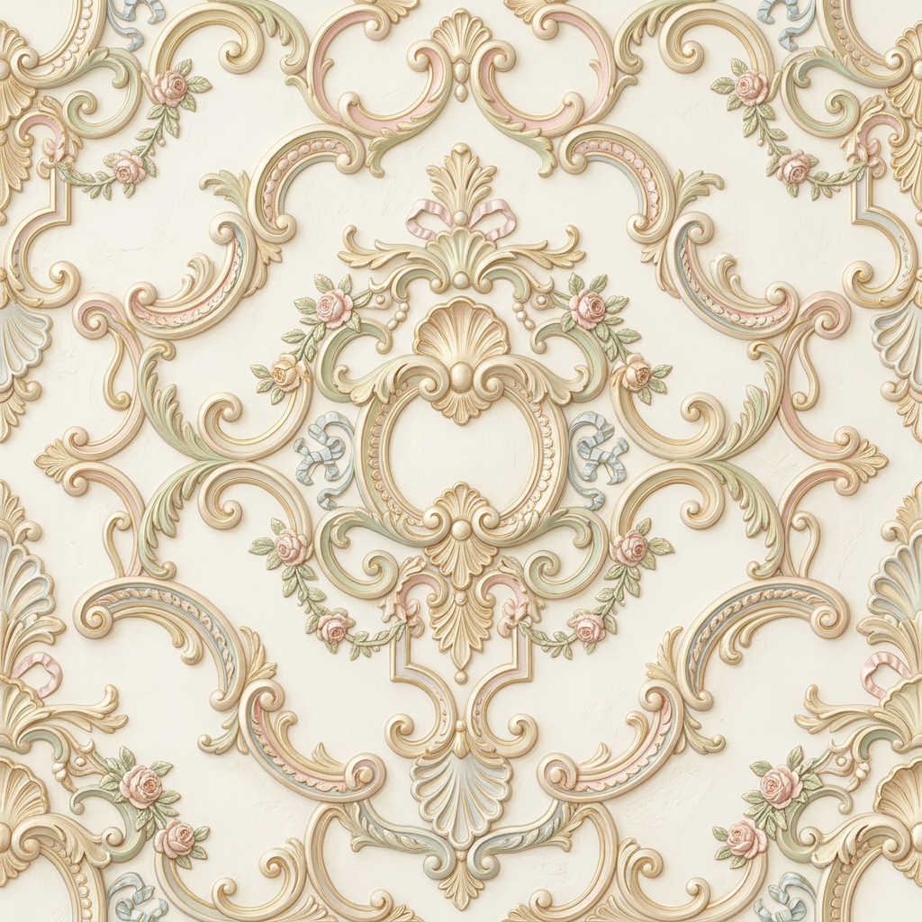 Ornate Baroque Damask Pattern With Floral Motifs