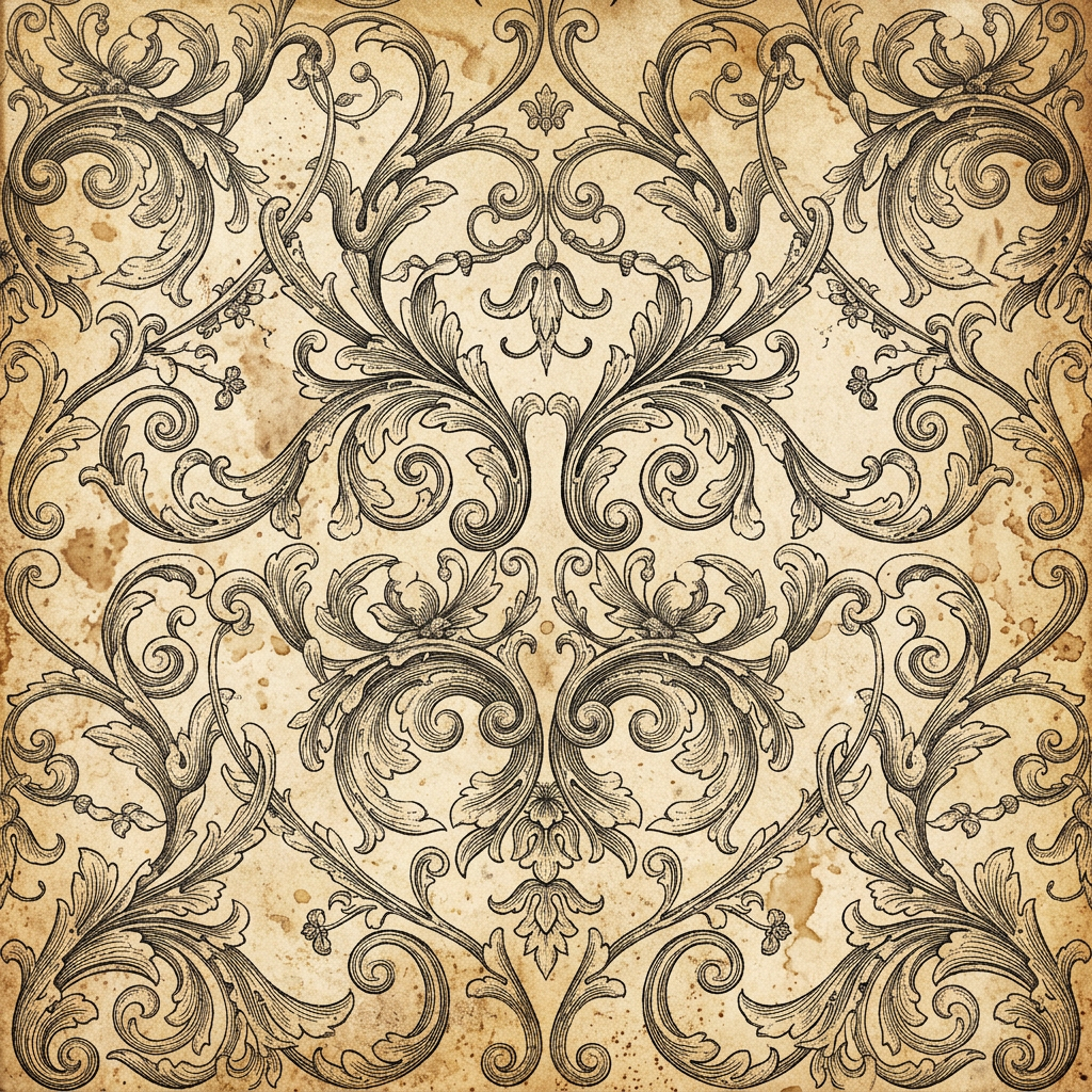 Ornate Baroque Floral Damask Pattern With Acanthus Leaves