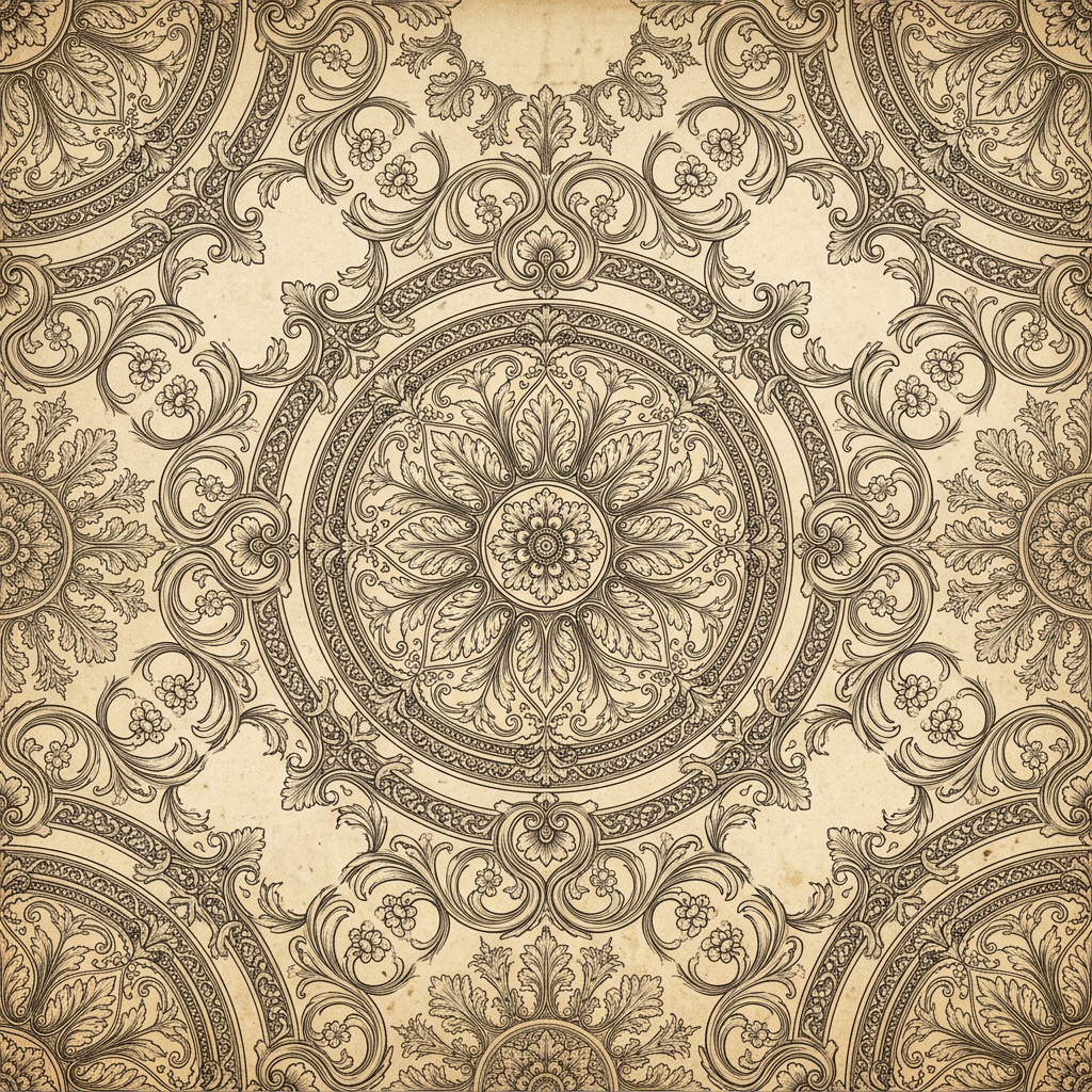 Ornate Baroque Damask Pattern With Floral Motifs