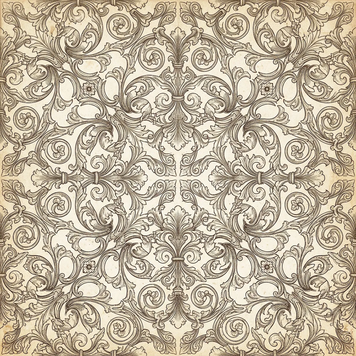 Laser cut and engrave Ornate Baroque Damask Floral Pattern With Acanthus Leaves
