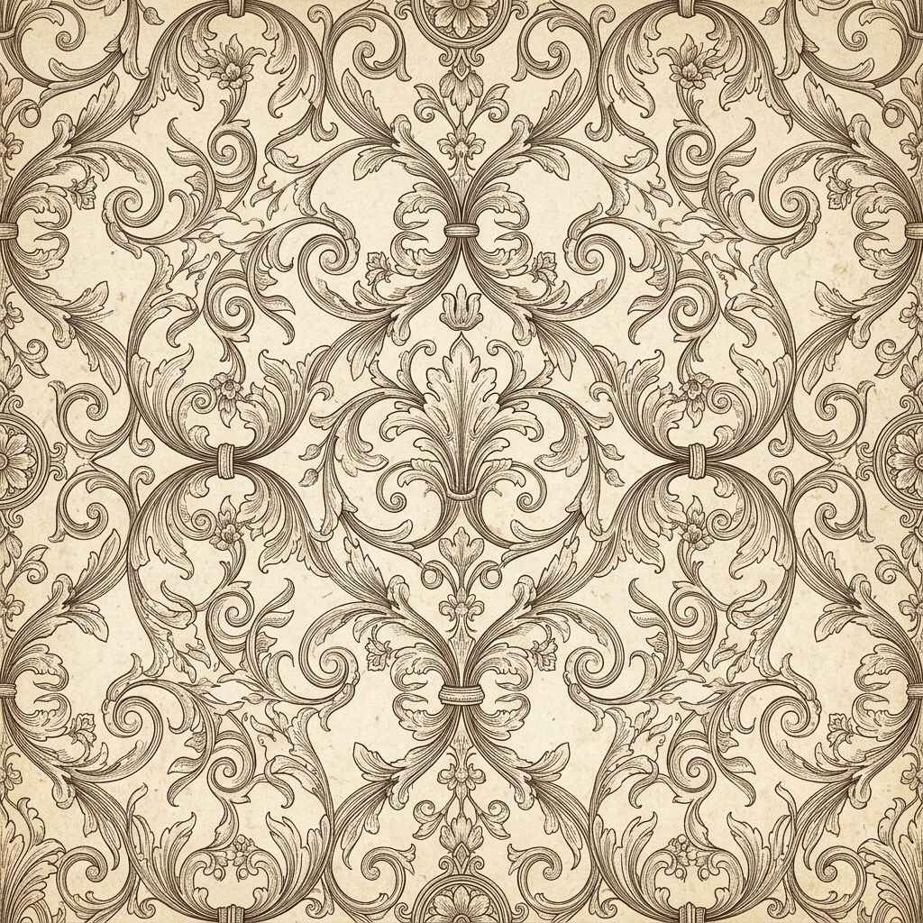 Seamless Damask Pattern With Ornate Acanthus Leaves and Scrolls
