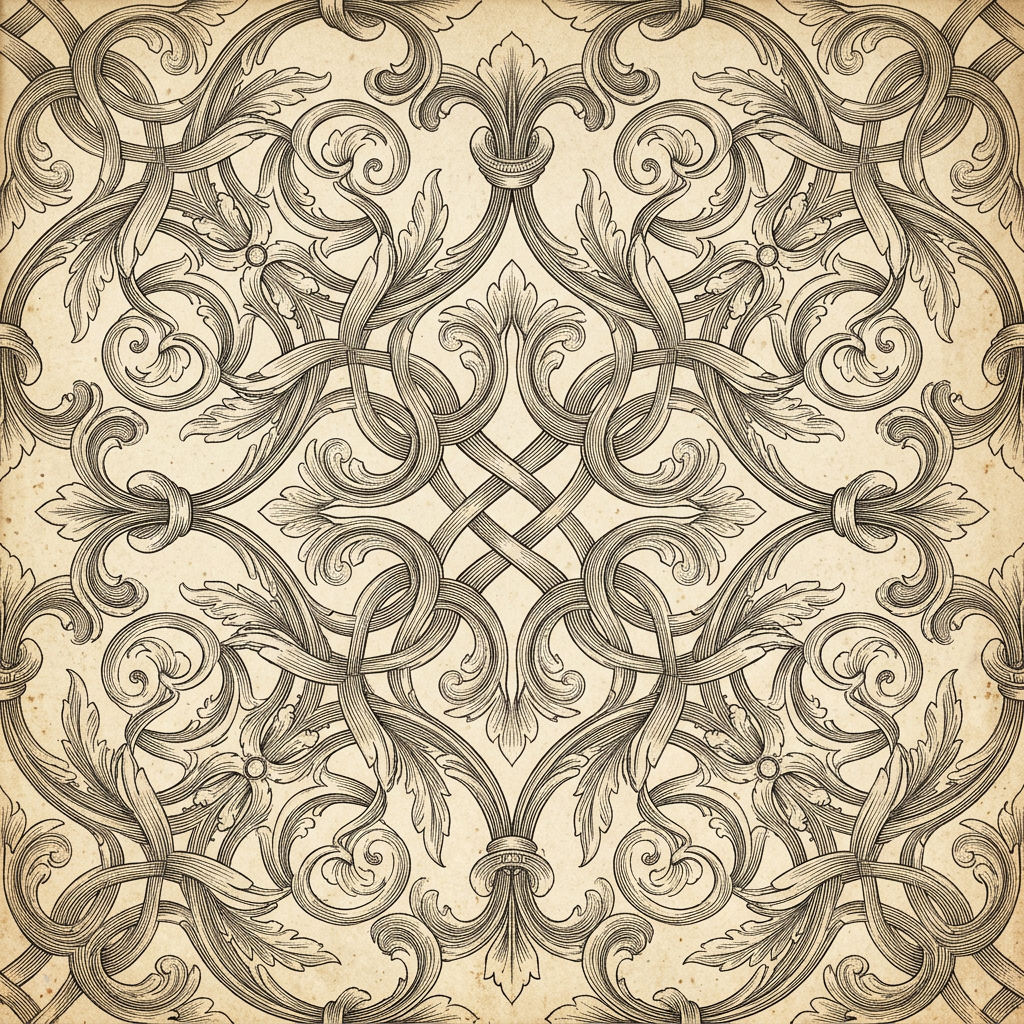 Ornate Baroque Acanthus Leaf Scrollwork Pattern