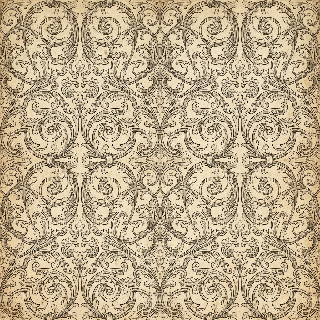 Seamless Damask Pattern With Ornate Baroque Filigree Scrolls