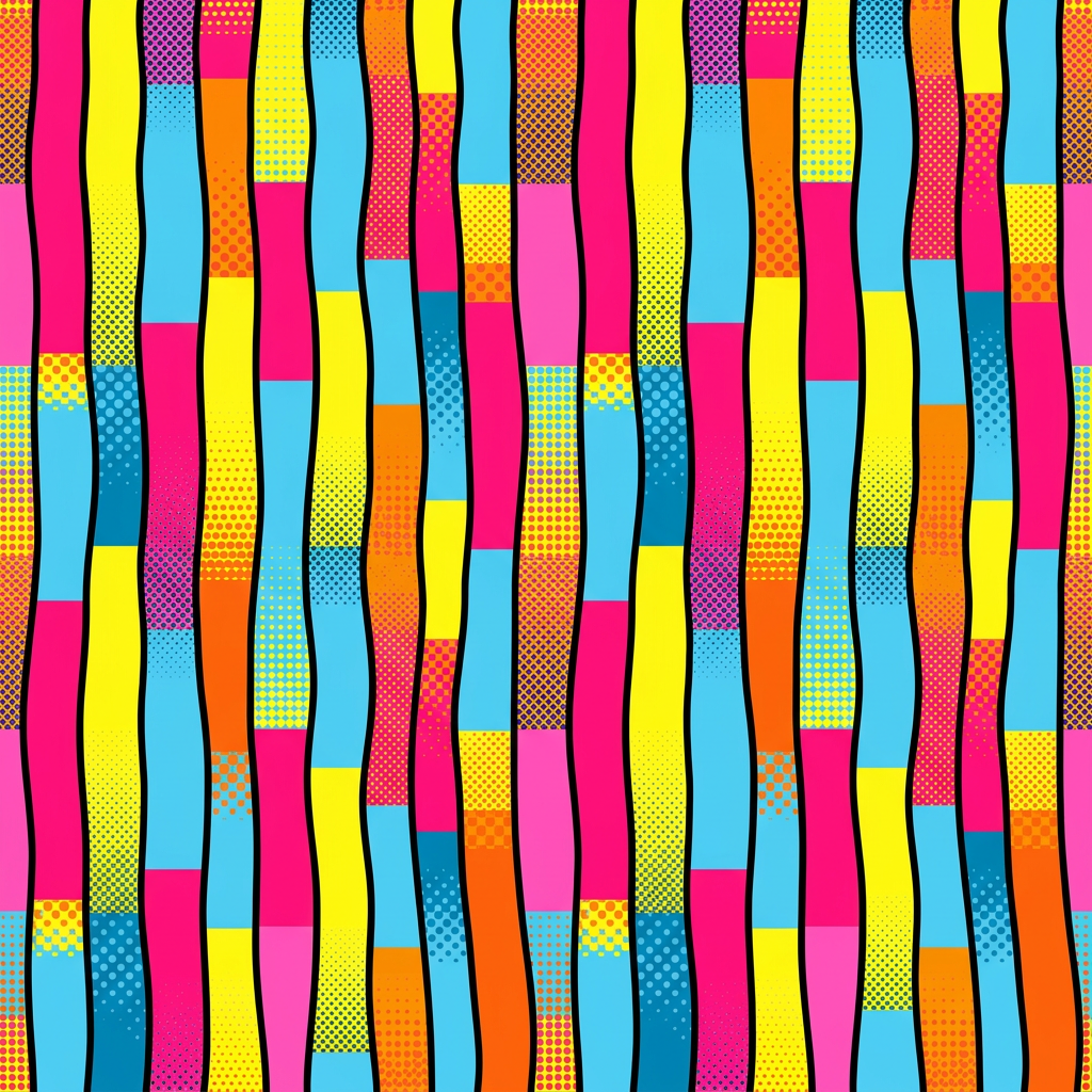 Colorful Wavy Vertical Striped Pattern With Halftone Texture