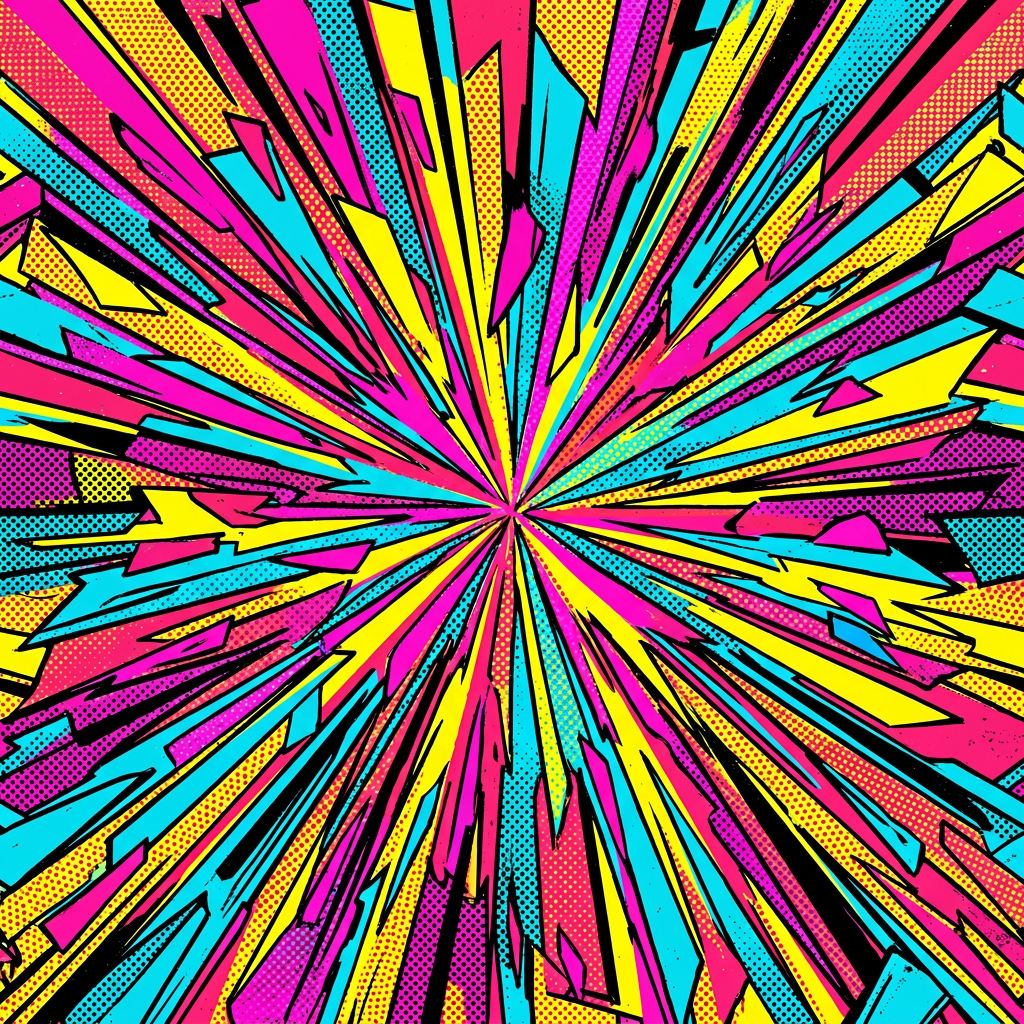 Abstract Radial Burst Pattern With Geometric Sharp Fragments