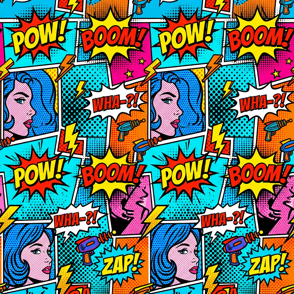 Comic Book Style Pop Art Pattern With Speech Bubbles And Characters