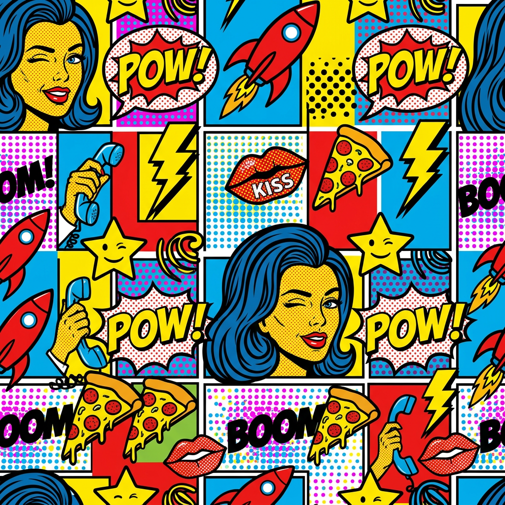 Pop Art Comic Book Style Pattern With Retro Elements