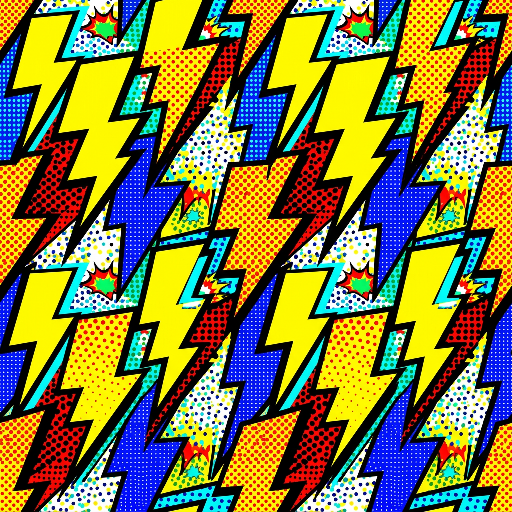 Comic Book Style Seamless Pattern With Lightning Bolts
