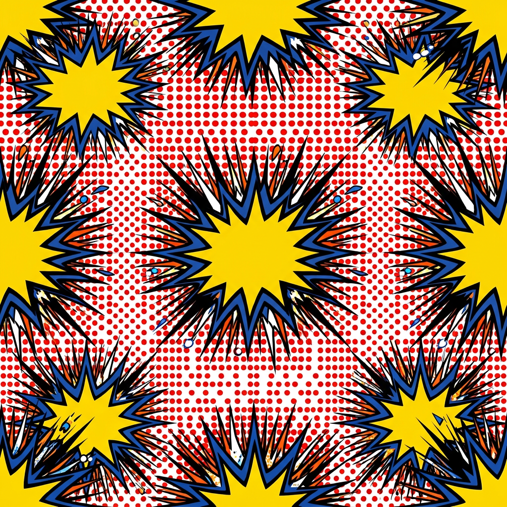 Comic Book Style Starburst Pattern With Polka Dot Background