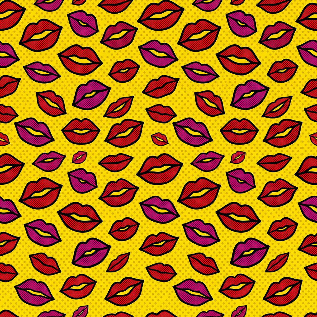 Pop Art Pattern With Repeating Lips Motif
