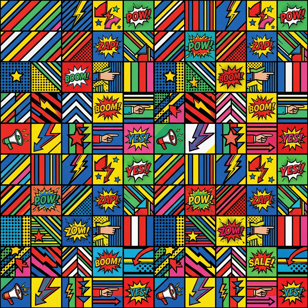Colorful Pop Art Comic Book Grid Pattern