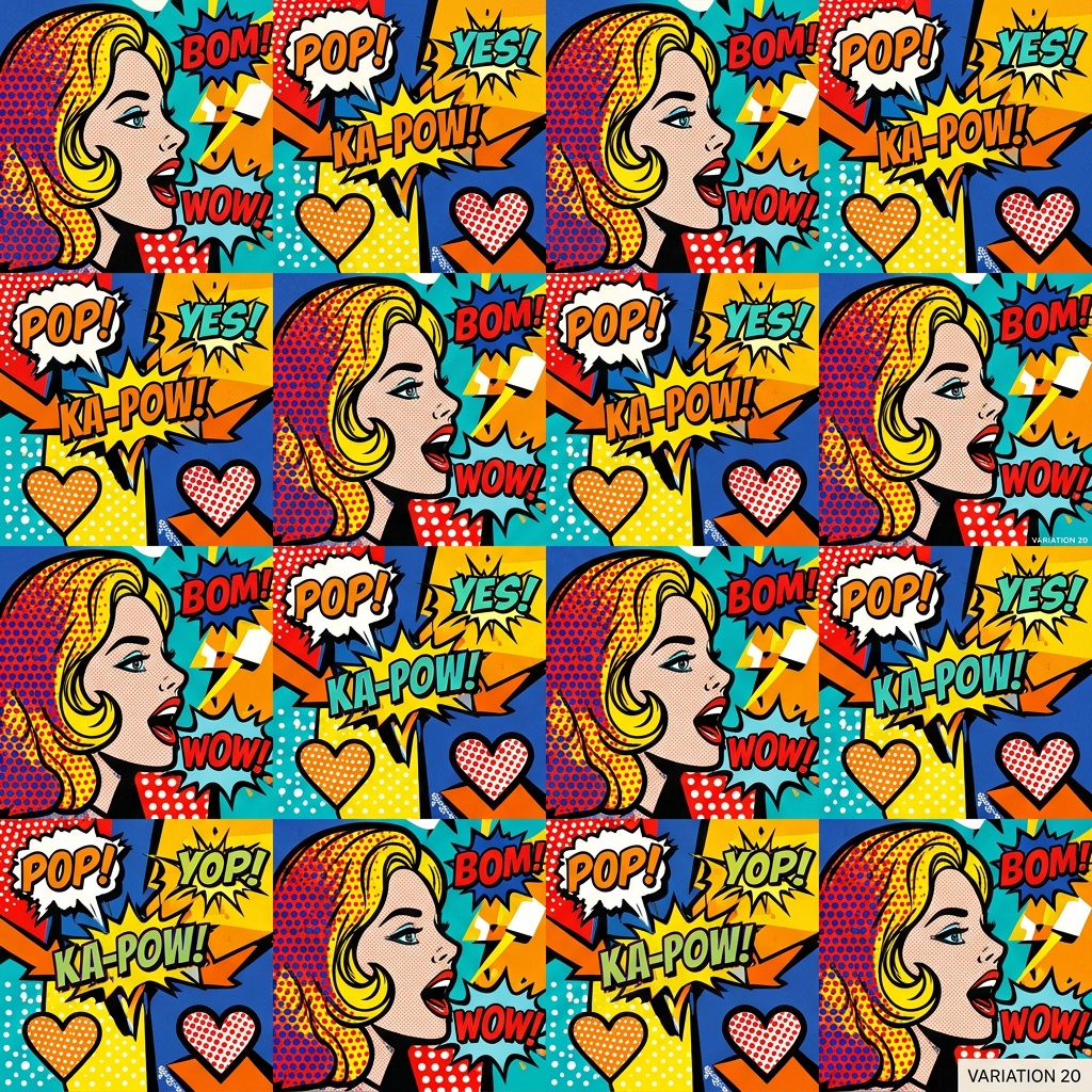Pop Art Comic Book Style Pattern With Female Profile And Exclamations