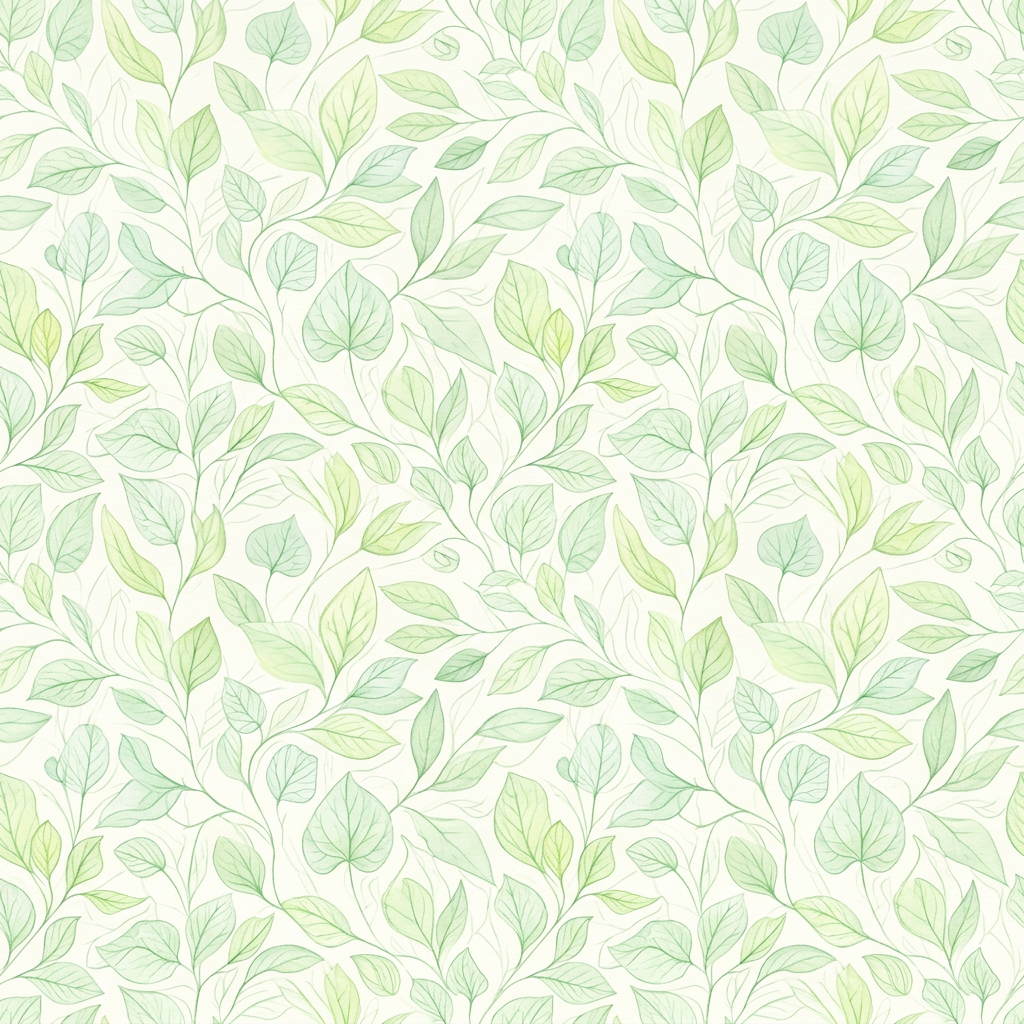 Seamless Botanical Pattern With Delicate Green Leaf Motifs