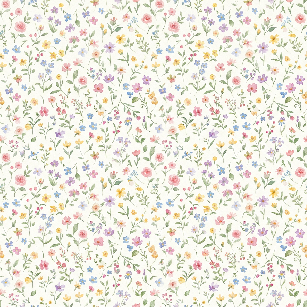 Watercolor Floral Pattern With Small Wildflowers